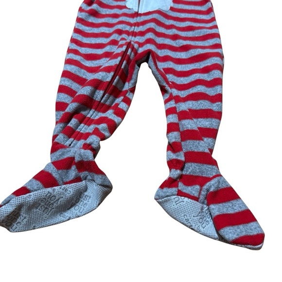 Carter’s Santa Fleece Footed Pajama Striped Christmas Sleeper Baby Boy 12M - Picture 3 of 5